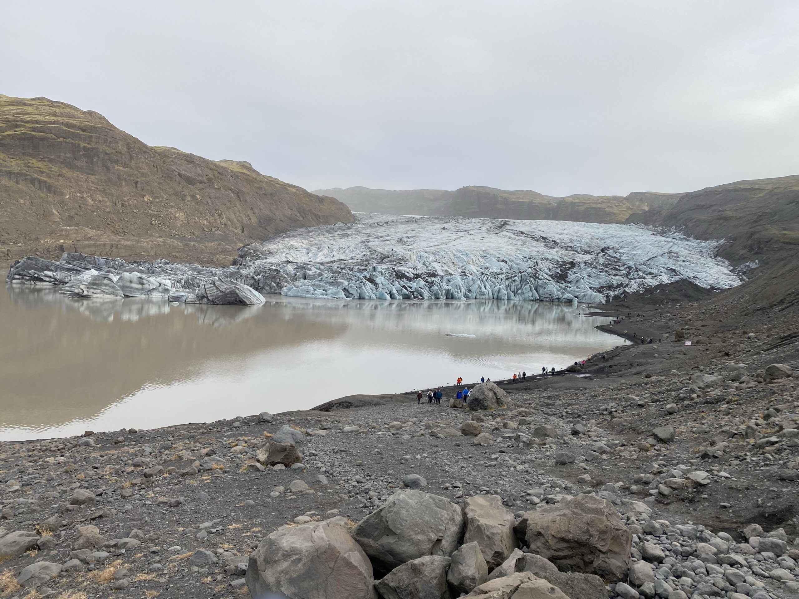 Waling towards Solheimajokull from the car park.